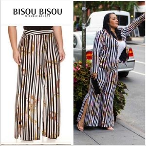 Bisou Bisou Black & White Striped Wide-Leg Pants